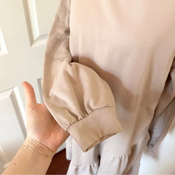 NWOT French Grey Jada French Terry Women’s Long Sleeve Tiered Skater Dress - Picture 5 of 9